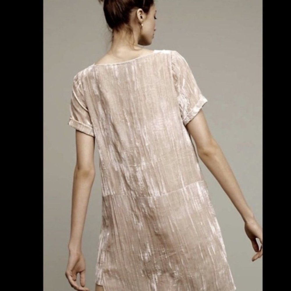 Floreat Crushed Velvet Short Sleeve Shift Dress - Picture 4 of 5